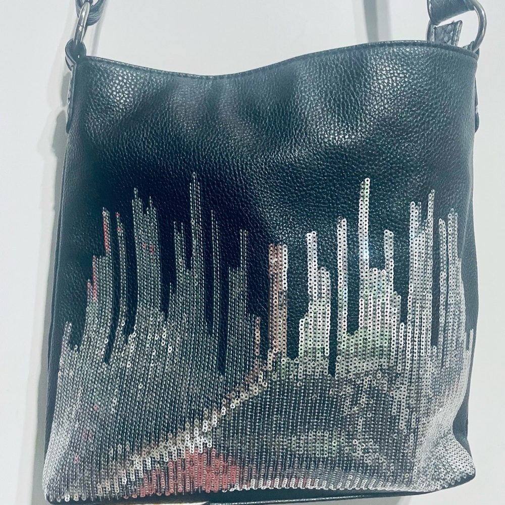 Black and Silver Sequin Crossbody Bag